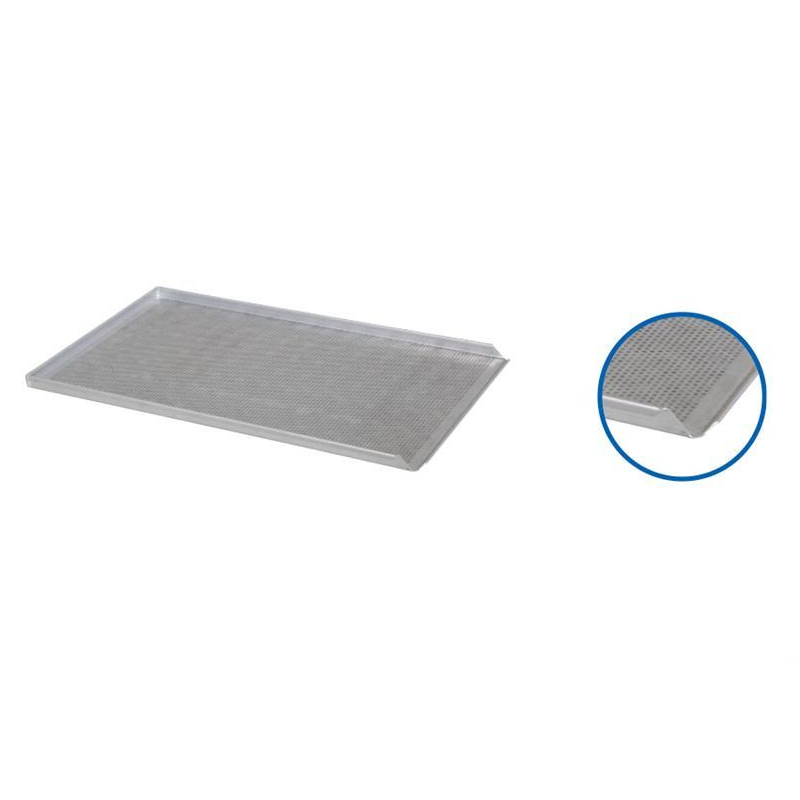 Plaque de four alu 600x400x20mm perforee 3 bords 90&deg; + 1 incline 1,5mm - ABP-6431-000 - Linum