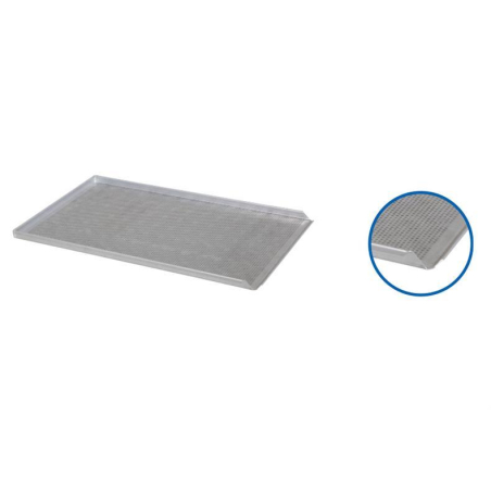 Plaque de four alu 600x400x20mm perforee 3 bords 90&deg; + 1 incline 1,5mm - ABP-6431-000 - Linum