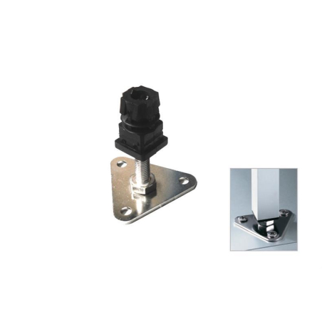 Fixation sol pour echelles av. Plaquette Triangle percee+tige filet. M10 reglable - LCB-9200-000 - Linum