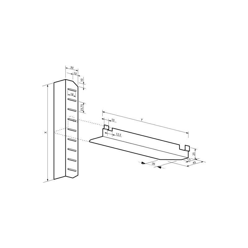 Glissiere inox long. 1178mm Pour profondeur armoire 1200mm - VCG-1200-000 - Linum
