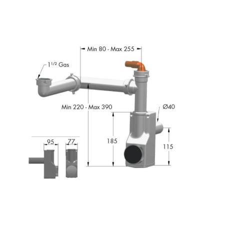 Siphon nettoyable - diametre 40mm Pour cuve simple - SIF-2021-000 - Linum