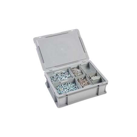 Bac euronorm 400x300x133 mm Avec couvercle et poignee - BUB-4120-050 - Linum