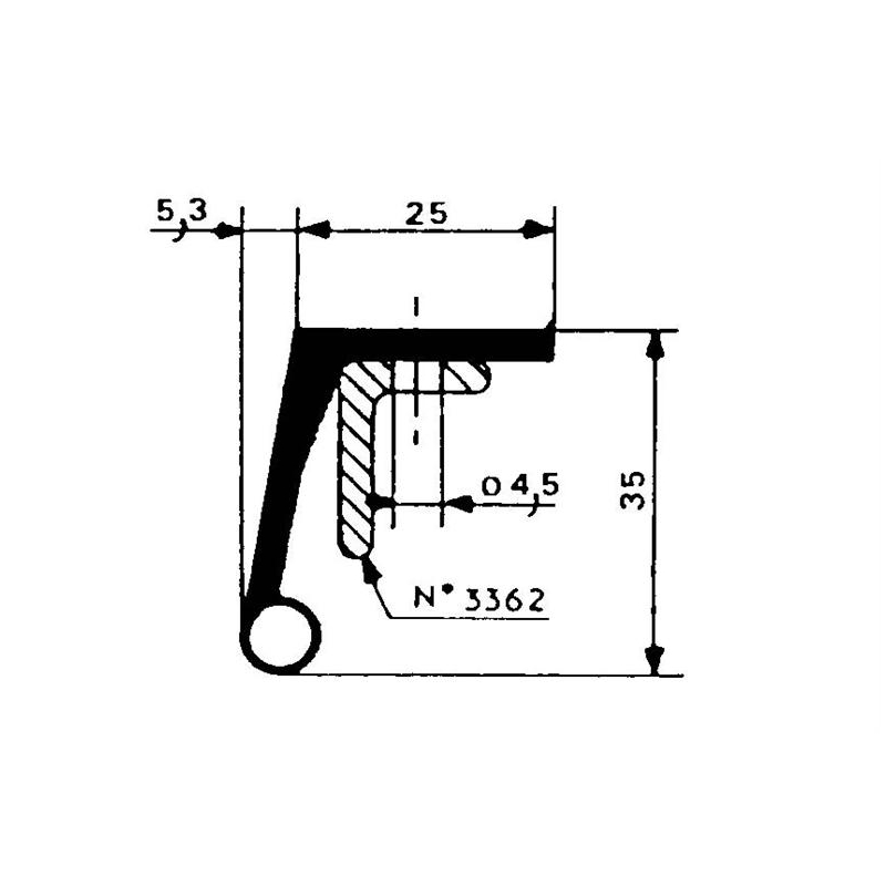 Joints de portes pour chambres froides Bourrelet en caoutchouc r&eacute;sistant - FDG-0250-020 - Linum