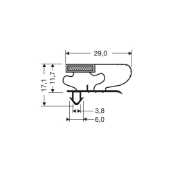 Joint de porte magn&eacute;tique pour meubles frigo 2550mm - JPC-2214-051 - Linum