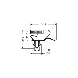Joint de porte magn&eacute;tique pour meubles frigo - 2550mm avec aimant M18 - JPC-2020-020 - Linum