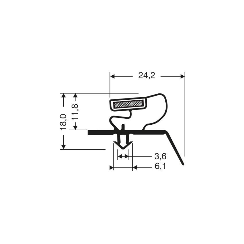 Joint de porte magn&eacute;tique - 2550mm - JPC-2040-020 - Linum