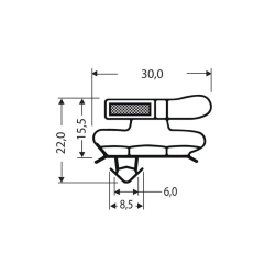 Joint de porte magn&eacute;tique - 2550MM/LNG avec aimant M18 - JPC-1430-010 - Linum