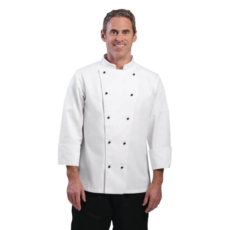 Veste Chef Unisexe - Confort et R&eacute;sistance 235g/m&sup2; - DL710-M - Whites Chefs Clothing