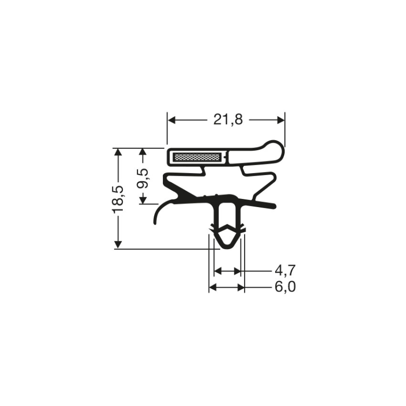 Joint de porte magn&eacute;tique pour meubles frigo - 2550mm/Lng - JPC-1930-050 - Linum