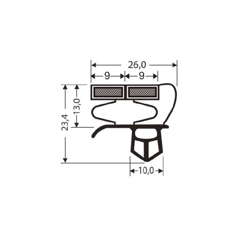 Joint de porte magn&eacute;tique pour meubles frigo - 2550mm - JPC-1370-010 - Linum