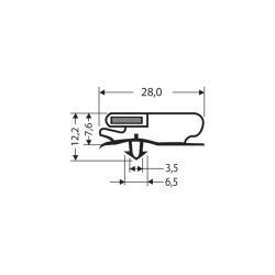Joint de porte magn&eacute;tique pour meubles frigo - 2550mm/Lng - JPC-1420-020 - Linum