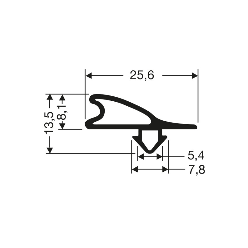 Joint de porte &agrave; clipser sans aimant - JPC-0210-050 - Linum