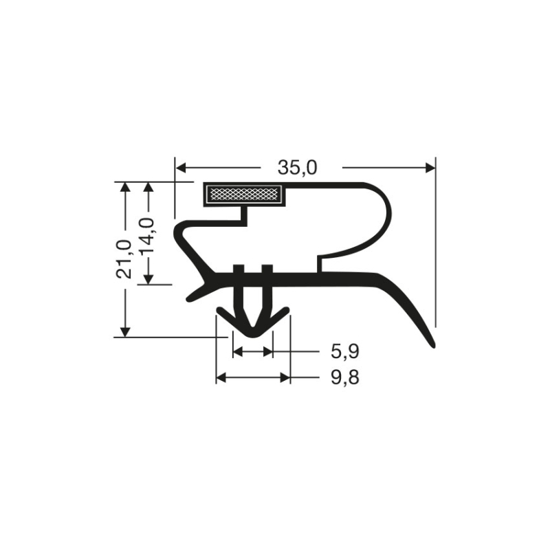 Joint Magn&eacute;tique pour Meubles Frigo - 2550mm/Long - JPC-2220-050 - Linum