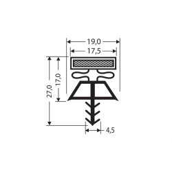 Joint de porte magn&eacute;tique - 2440mm de longueur - JPC-1490-050 - Linum