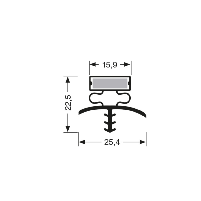 Joint de Porte Magn&eacute;tique Profil PVC 2440mm - JPC-1800-050 - Linum