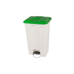 Poubelle rectangulaire &agrave; p&eacute;dale 90L Corps blanc + couvercle - WPB-3090-040 - Linum