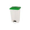 Poubelle rectangulaire &agrave; p&eacute;dale 90L Corps blanc + couvercle - WPB-3090-040 - Linum