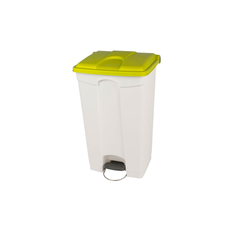 Poubelle Rectangulaire &agrave; P&eacute;dale - 90L Corps Blanc + Couvercle - WPB-3090-080 - Linum