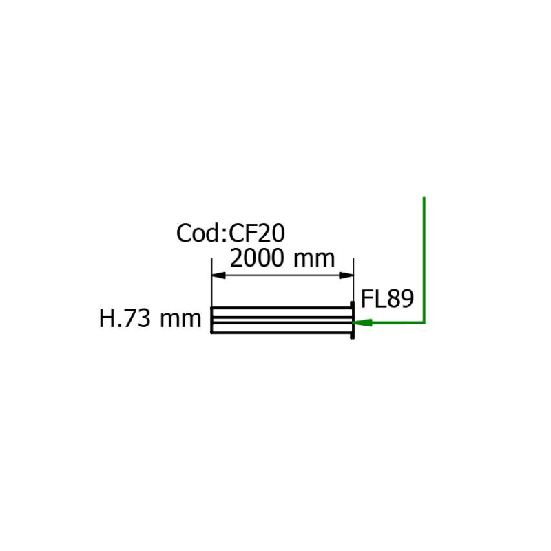 Caniveau de drainage en inox 2000mm avec flange 89 - CF20 - Linum