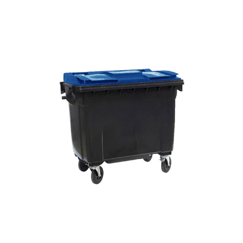 Conteneur &agrave; d&eacute;chets 4 roues pivotantes 660L avec couvercle color&eacute; - WCO-6601-060 - Linum