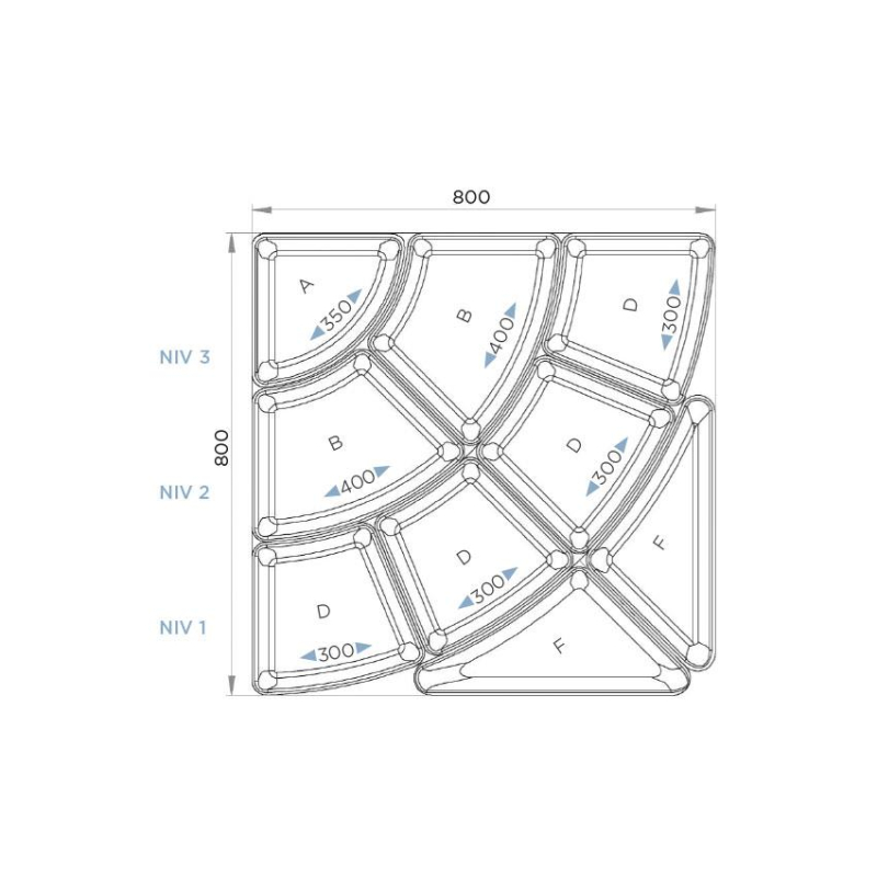 Syst&egrave;me Carrousel P&eacute;tale 9 Plateaux 50mm - LPK-1509-020 - Linum