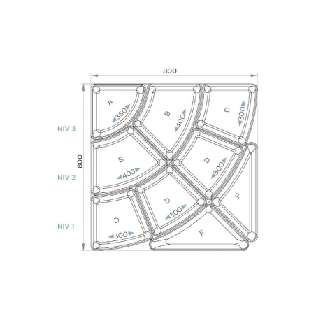 Syst&egrave;me Carrousel P&eacute;tale 9 Plateaux 50mm - LPK-1509-020 - Linum