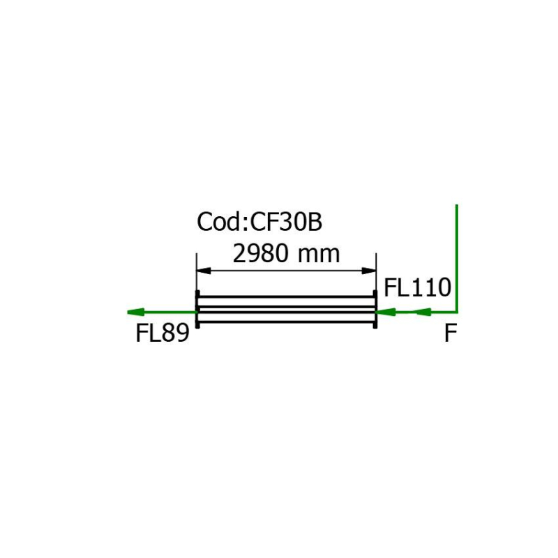 Caniveau de drainage en inox 2980mm - CF30B - Linum