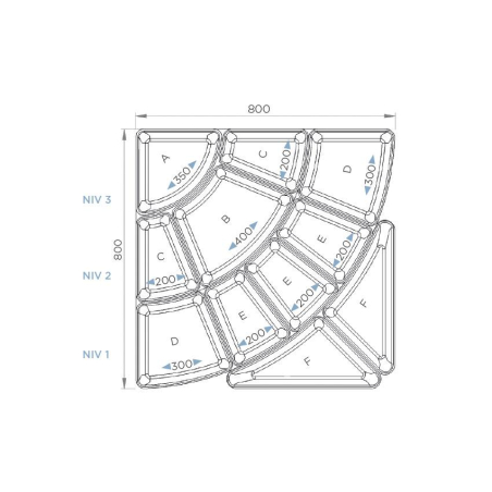 Syst&egrave;me carrousel et p&eacute;tale 11 plateaux 50mm - LPK-1511-021 - Linum