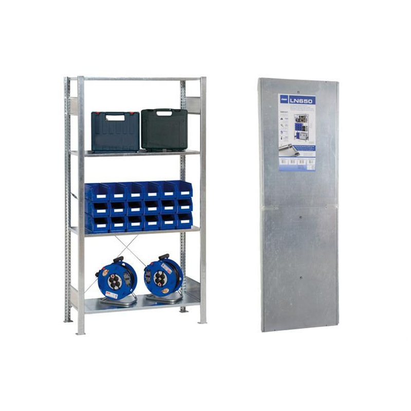Kit de rayonnage acier zingu&eacute; &agrave; 4 niveaux - LRG-4612-000 - Linum