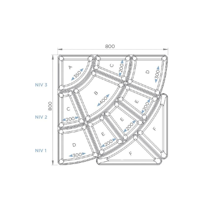 Syst&egrave;me carrousel et p&eacute;tale 11 plateaux 80mm - LPK-1811-020 - Linum