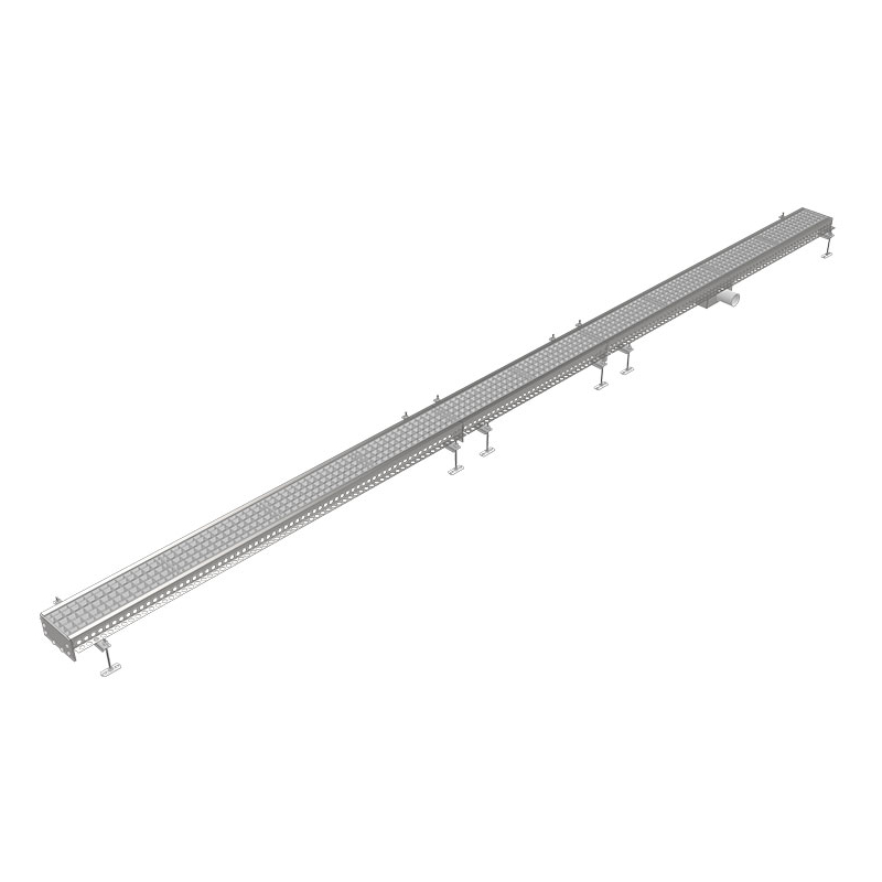 Caniveau de drainage inox 150x5000mm &agrave; sortie centrale &Oslash;75mm horizontal - FMG-0005-000 - Linum