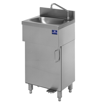 Lave-mains avec soubassement ferm&eacute; et commande &agrave; p&eacute;dale - 9011G - Virtus