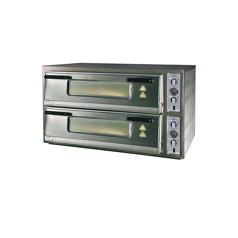 Four à Pizza électrique Professionnel 3000W Double étage - 57x47,5x44 Cm, Plaques Cordiérite, Acier Inox, Minuterie 60 Min