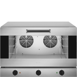 Four &agrave; chaleur tournante inox 4 niveaux -Chambre de cuisson en acier inox - Porte &agrave; double vitrage enti&egrave;rement d&eacute;montable - 2 tu