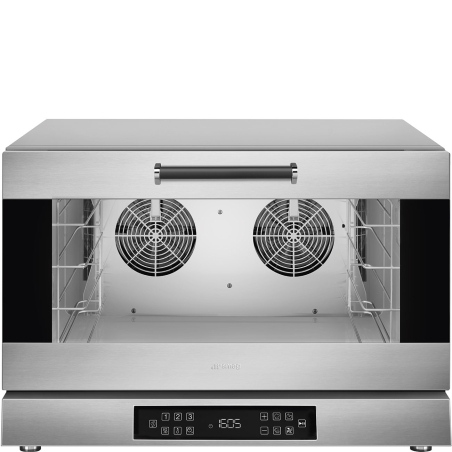 Four &agrave; chaleur tournante inox 
 Capacit&eacute; 4 plaques 600x400mm
 798x747x563mm
  Contr&ocirc;le &eacute;lectronique avec afficheur TFT
 Syst