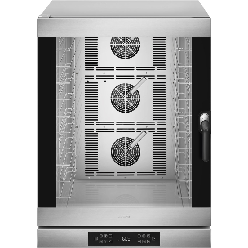 Four &agrave; chaleur tournante inox 90CM, 10 PLATEAUX 600X400, 3 VENTILATEURS, C&Ocirc;T&Eacute;
  PORTE OUVRANTE
 HUMIDIFICATEUR DOUBLE VITESSE 