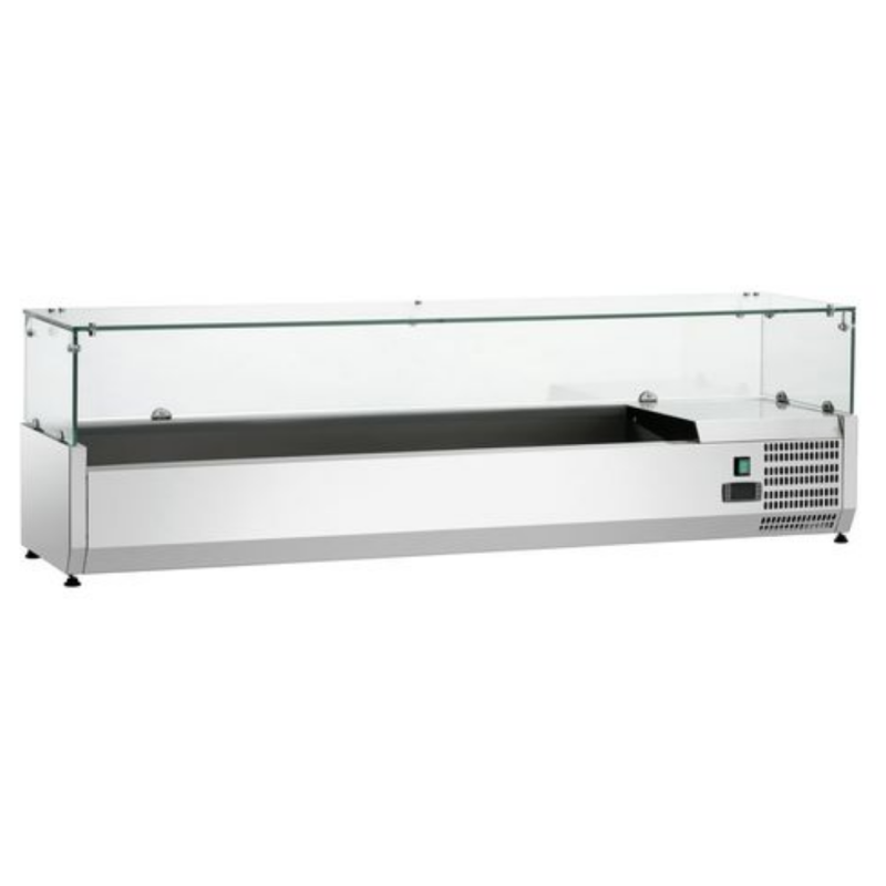 Vitrine R&eacute;frig&eacute;r&eacute;e Saladette &agrave; Ingr&eacute;dients - 7 bacs GN 1/4 - Largeur 1.6m