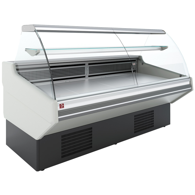 Statische toonbank met reserve, gebogen ruit - Frontale WIT - Diamond - CMN30-S3