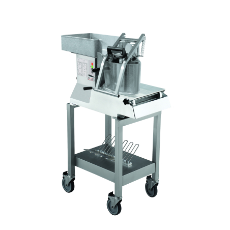 COUPE-LEGUMES TR260, 2 VITESSES, TREMIE A LEVIER, BAC D'ALIMENTATION, TABLE INOX, RANGE-DISQUES