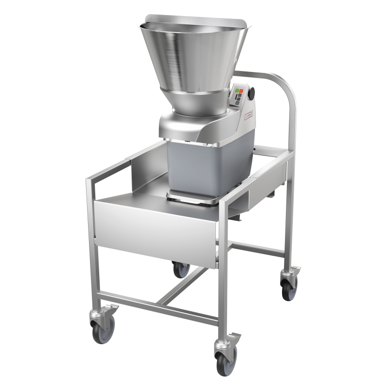 COUPE-LEGUMES TR210, VITESSE VARIABLE, TREMIE AUTOMATIQUE + TREMIE A LEVIER, TABLE INOX