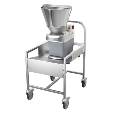 COUPE-LEGUMES TR210, VITESSE VARIABLE, TREMIE AUTOMATIQUE + TREMIE A LEVIER, TABLE INOX