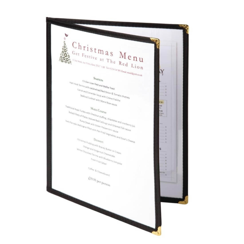 Prot&egrave;ge-menus style am&eacute;ricain Olympia A4 quatre face noir