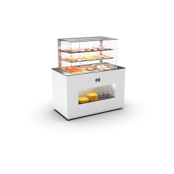 Module Buffet Chauffant Bain-Marie avec Vitrine Neutre Int&eacute;gr&eacute;e BUB65V - SAYL