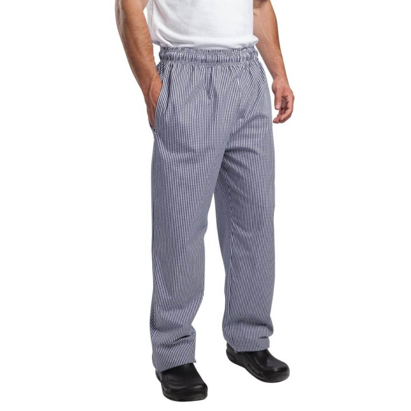 Pantalon de Cuisinier Unisexe - Petits Carreaux Bleus et Blancs Taille S - B311-S - Whites Chefs Clothing
