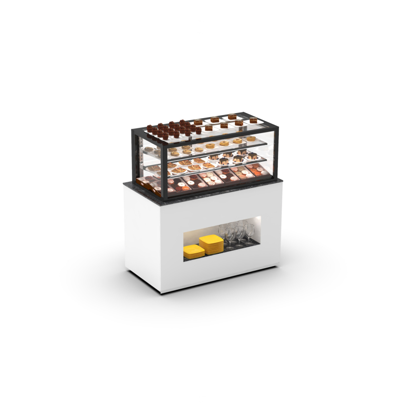 Module Buffet Neutre avec Vitrine Int&eacute;gr&eacute;e BUF120-50N - SAYL