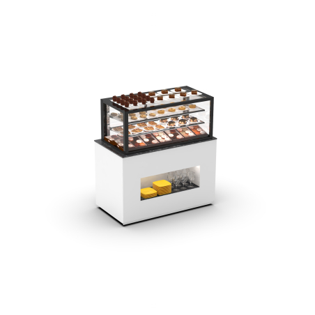 Module Buffet Neutre avec Vitrine Int&eacute;gr&eacute;e BUF120-50N - SAYL