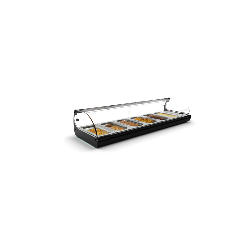 Vitrine r&eacute;frig&eacute;r&eacute;e noire pour couvercles de bain-marie, portes coulissantes arri&egrave;re C6 - SAYL