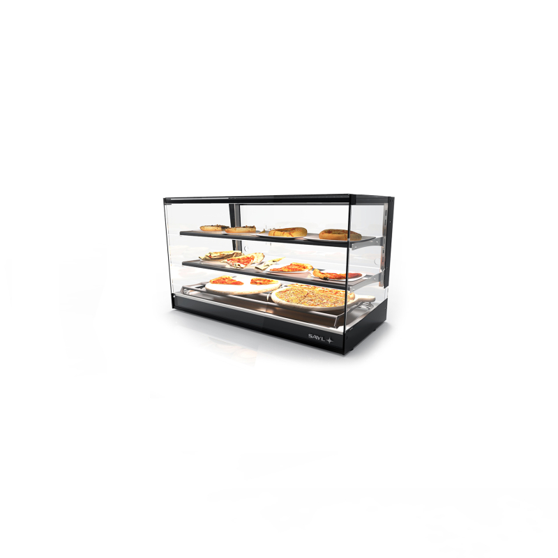 Vitrine s&egrave;che triple hauteur CLO2, noire, 2 &eacute;tag&egrave;res r&eacute;glables - CLO24S-2 - SAYL