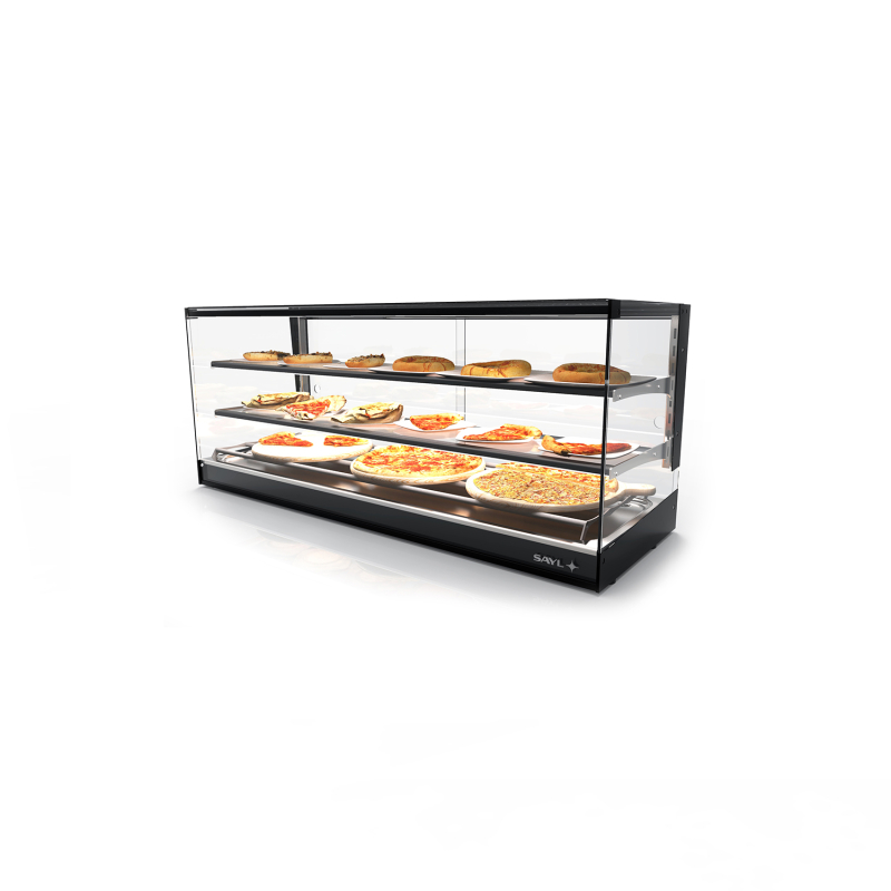 Vitrine S&egrave;che Triple Hauteur Noire 2 &Eacute;tag&egrave;res R&eacute;glables CLO26S-2 - SAYL