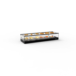 Vitrine chauffante s&egrave;che noire pour couvercles, portes coulissantes - CLO6SL - SAYL